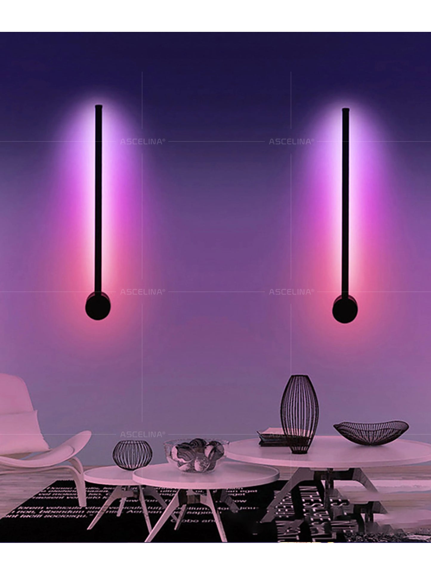 Modern LED Wall Lamp RGB Colourful 60/80/100CM Rotatable For Bedroom Study Dining Room Living Room Bar Ambient Lighting Fixture