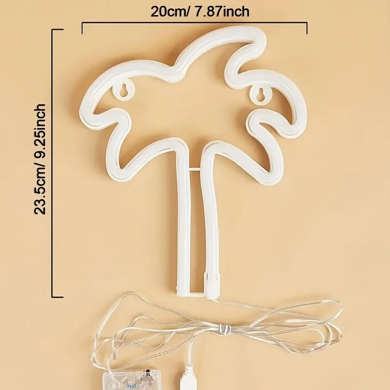 Neon lights for tung palm trees, USB or battery powered, room, birthday party, party, summer holiday party decoration