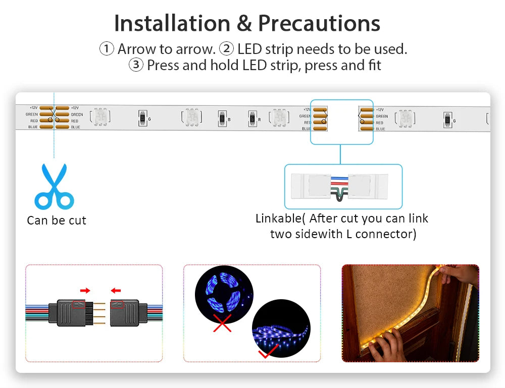 LED Strip Lights RGB ,5V 1M-30M,16 million colors, RGB , Led Strip Lighting Music Sync, Color Changing for Party Home