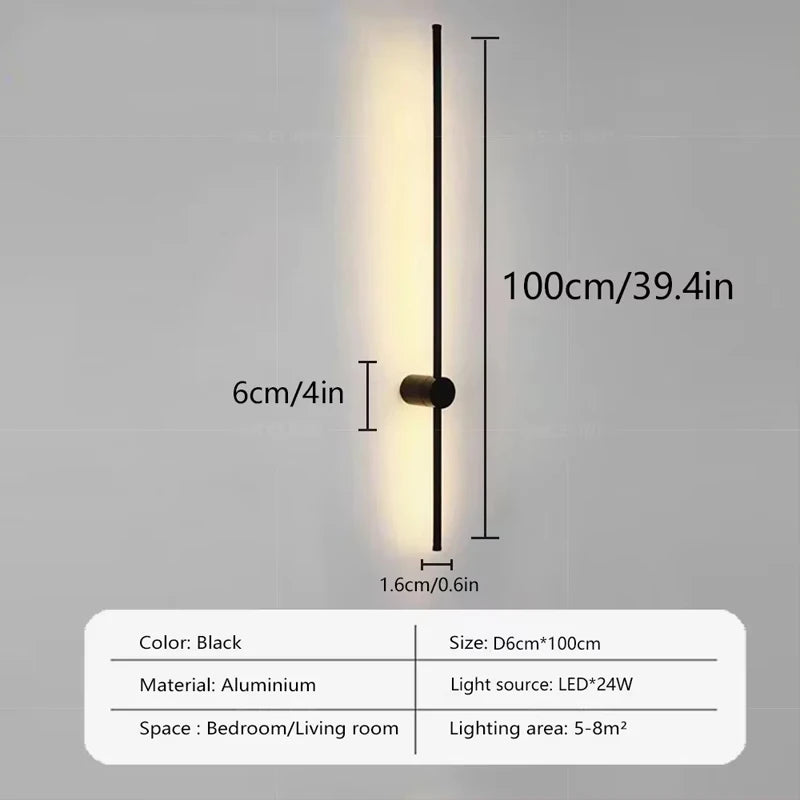 Modern LED Wall Lamp RGB Colourful 60/80/100CM Rotatable For Bedroom Study Dining Room Living Room Bar Ambient Lighting Fixture