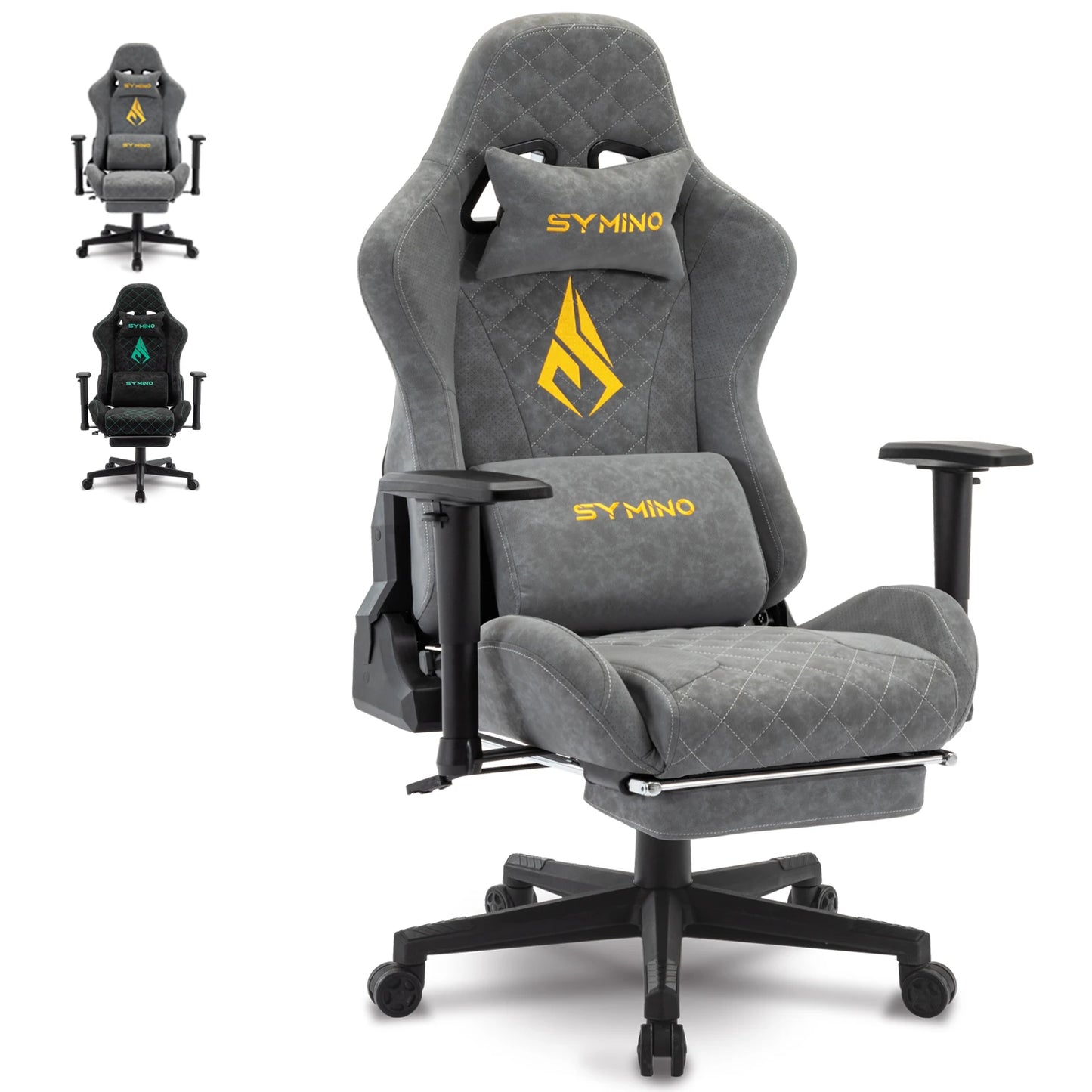 Symino Gaming Chair with Footrest, Racing Chair Design PC Chair, Vintage PU Leather, Ergonomic Office Chair