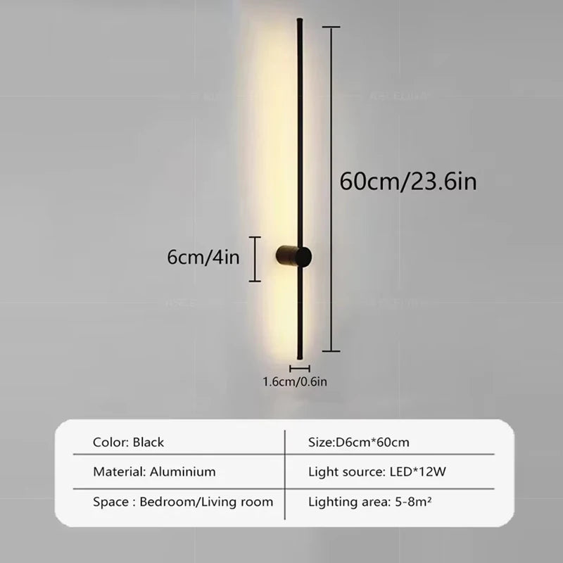 Modern LED Wall Lamp RGB Colourful 60/80/100CM Rotatable For Bedroom Study Dining Room Living Room Bar Ambient Lighting Fixture