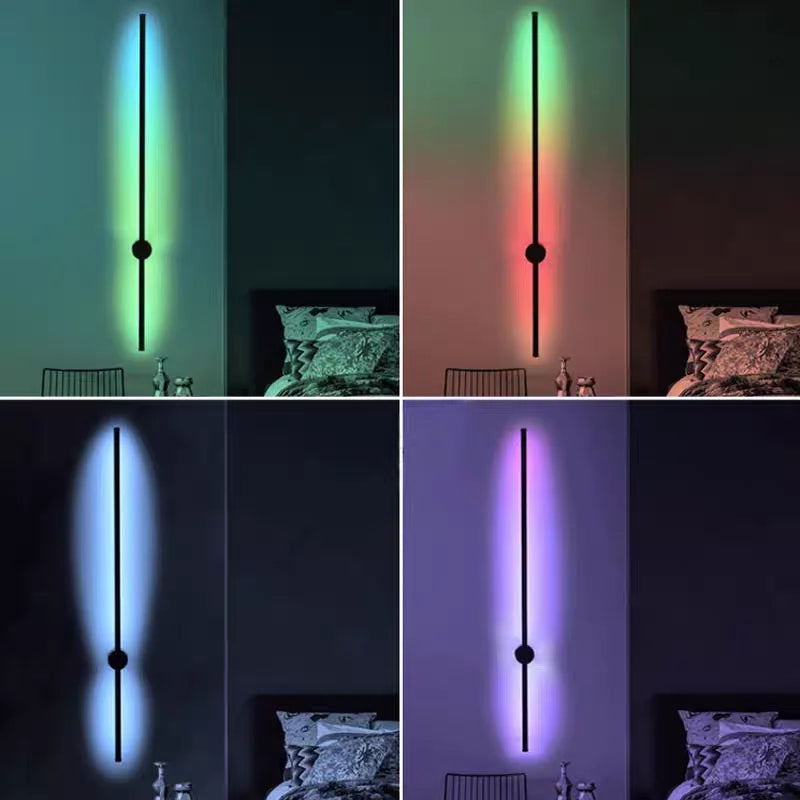 Modern LED Wall Lamp RGB Colourful 60/80/100CM Rotatable For Bedroom Study Dining Room Living Room Bar Ambient Lighting Fixture
