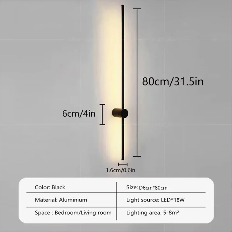 Modern LED Wall Lamp RGB Colourful 60/80/100CM Rotatable For Bedroom Study Dining Room Living Room Bar Ambient Lighting Fixture