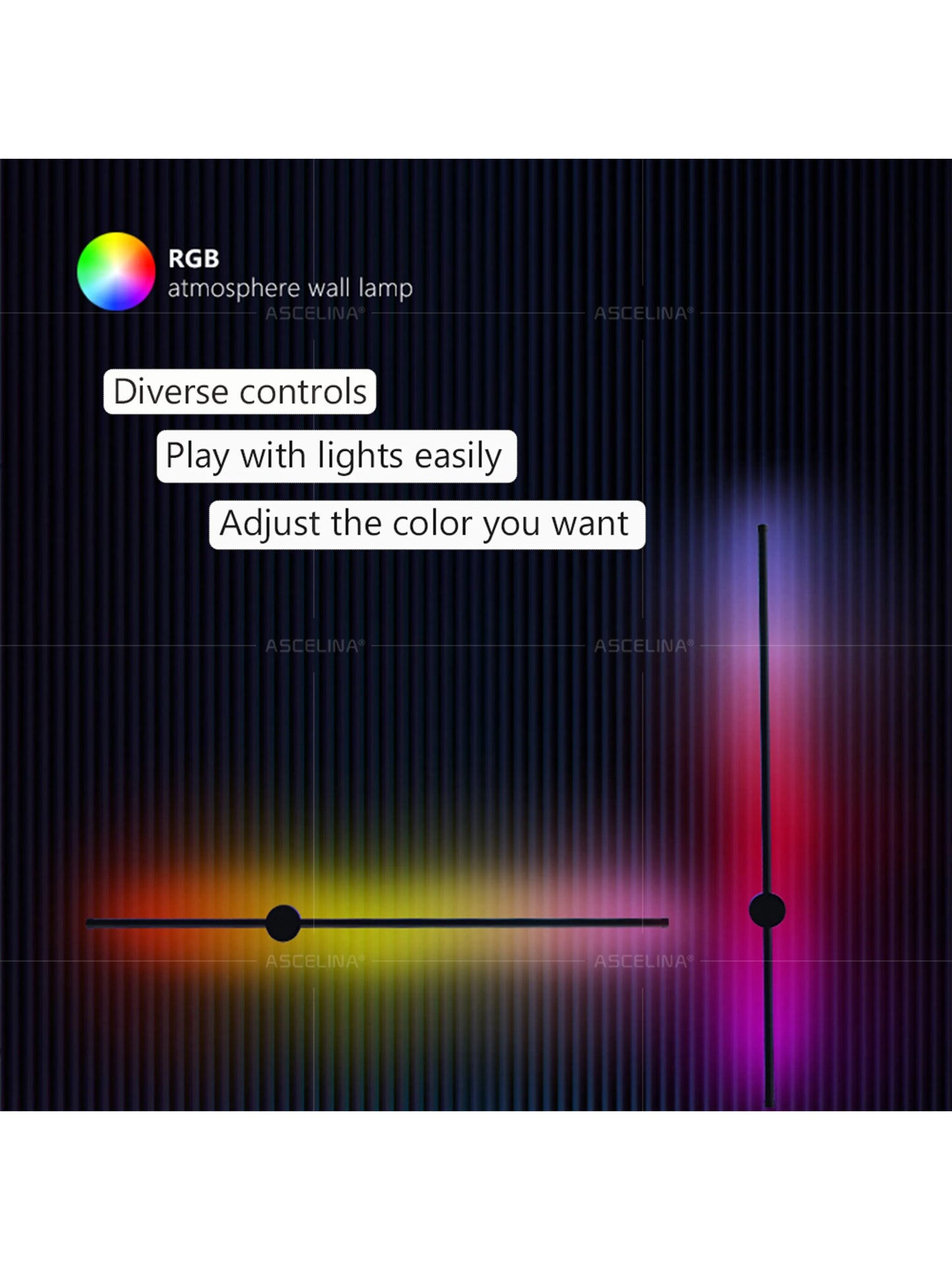 Modern LED Wall Lamp RGB Colourful 60/80/100CM Rotatable For Bedroom Study Dining Room Living Room Bar Ambient Lighting Fixture