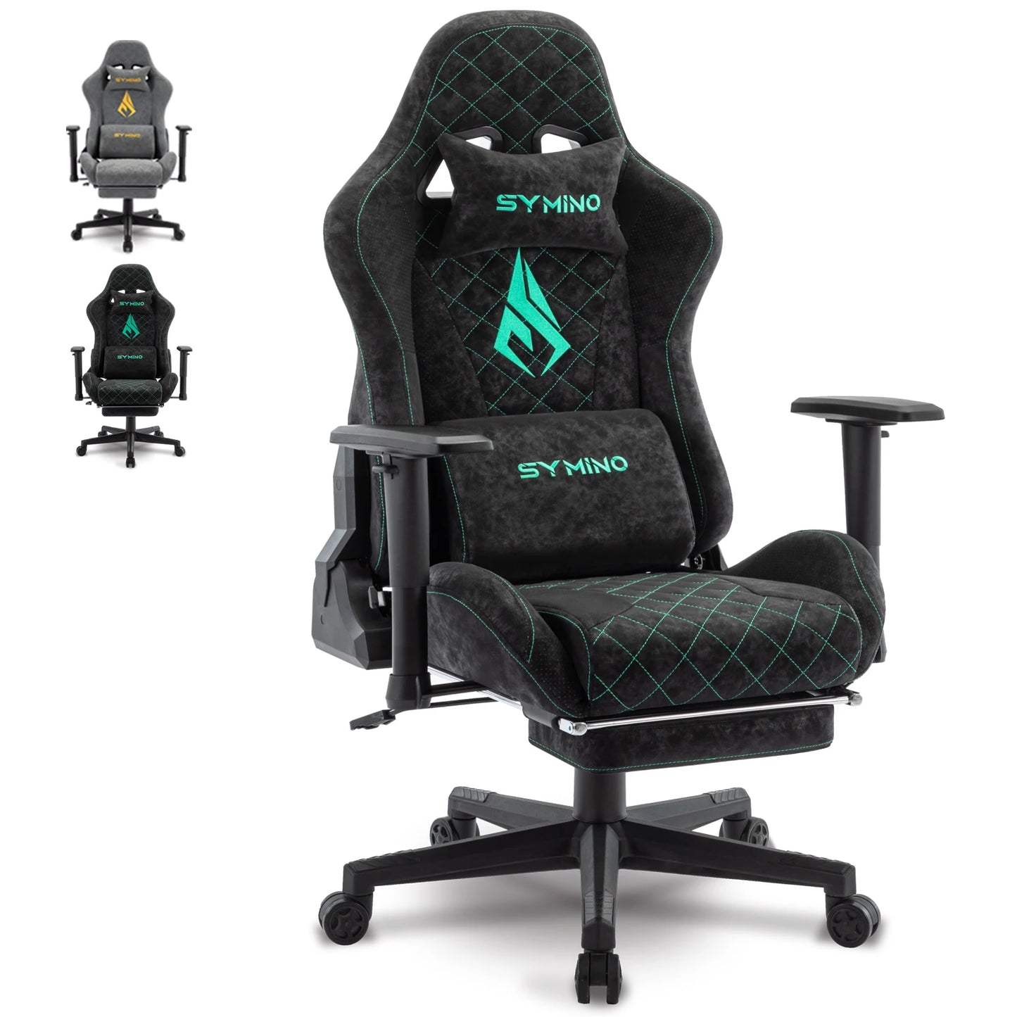 Symino Gaming Chair with Footrest, Racing Chair Design PC Chair, Vintage PU Leather, Ergonomic Office Chair