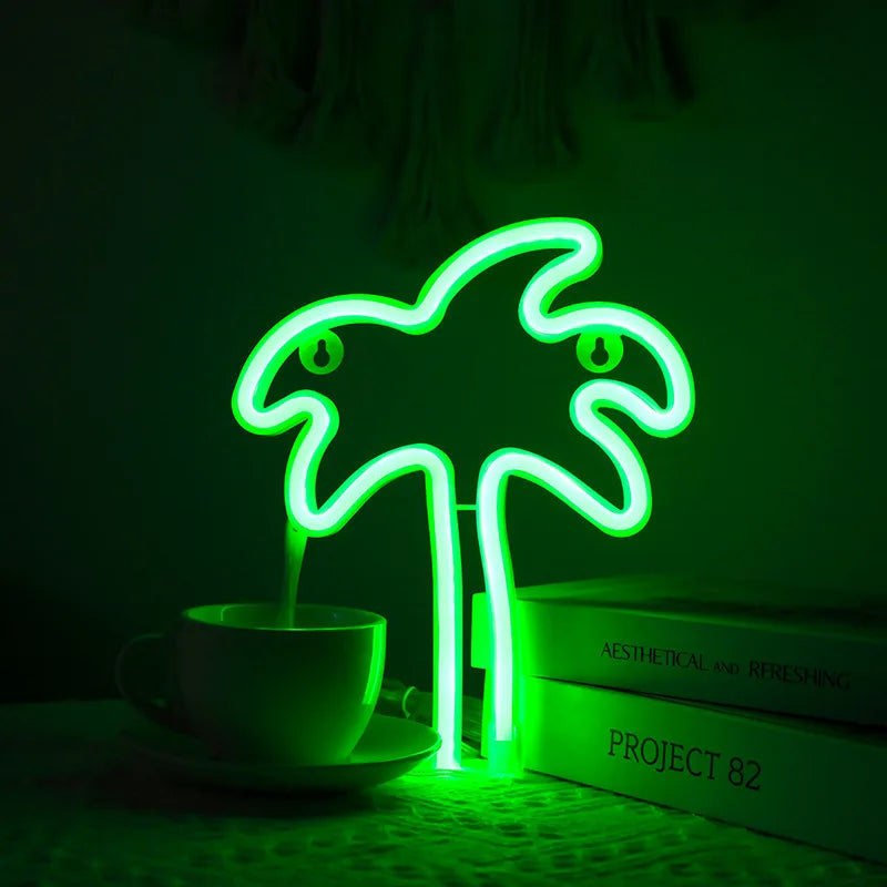 Neon lights for tung palm trees, USB or battery powered, room, birthday party, party, summer holiday party decoration